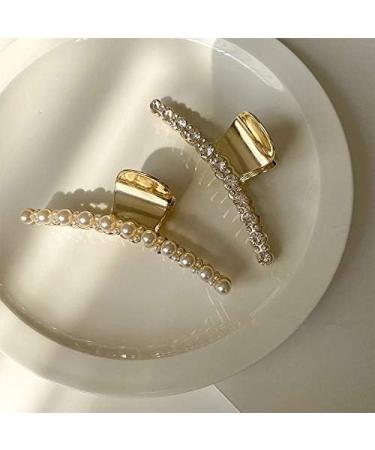 Shark clip hair claws 1PC 2021 Korea Elegant Crystal Imitation Pearl Women Hair Claws Hairpin Crab Metal Geometric Hair Clips Barrettes (Color : B) (Color : B) - Buy Online on GoSupps.com