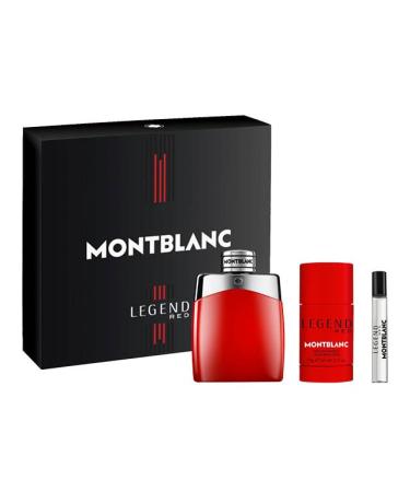 MONTBLANC Legend Red Eau de Parfum 3 Piece Set - 3.3 oz. & 0.25 oz. Spray 2.5 oz. Deodorant Stick - Long Lasting Fragrance with notes of Blood Orange Sage & Mahogany Woods - Charismatic & Woody