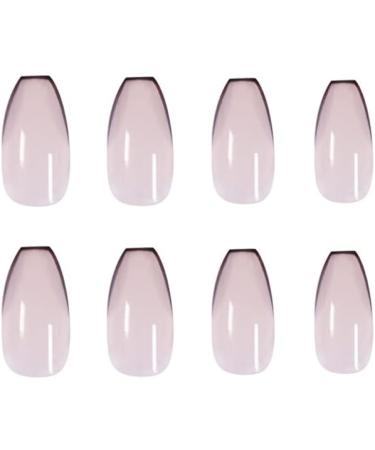 24pcs Press On Nails Medium False Nail Natural Fake Nail with Nail Glue and Adhesive Taps Faux Ongles Coffin Nude Black French Style Smile Lines - Buy Online on GoSupps.com