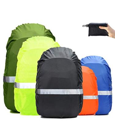 Frelaxy Hi-Visibility Backpack Rain Cover with Reflective Strip 100% Waterproof Ultralight Backpack Cover, Storage Pouch, Anti-Slip Cross Buckle Strap, for Hiking, Camping, Biking, Outdoor, Traveling Black with Reflective Strip M (For 25L-35L backpack)
