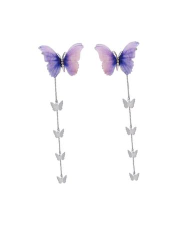 FRCOLOR 1 Pair Butterfly Tassel Side Clip Hair Clips Mini Clips Claw Clips Barrettes Clips for Hair 90s Tassel Hairpin Moving Clips Hairpins Bobby Accessories Wedding Purple Bride Alloy 15X4.5X1CM Purple