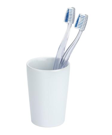 WENKO Toothbrush tumbler Coni White - Toothbrush holder for toothbrush and toothpaste ceramic 7.5 x 10.7 x 7.5 cm white