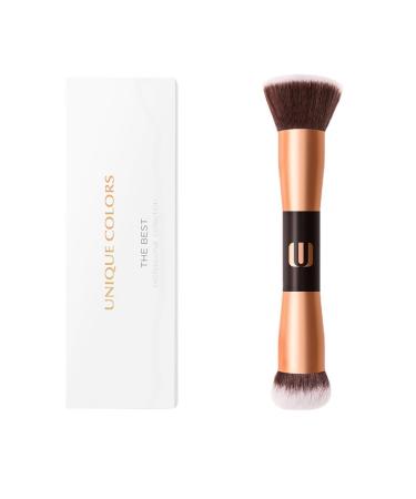 Face Foundation Brush 2in1 Double Ended Makeup Brushes Blush Brush Loose Powder Brush for Blending Liquid Powder Concealer Cream Cosmetics Makeup Tools (RoseGold)