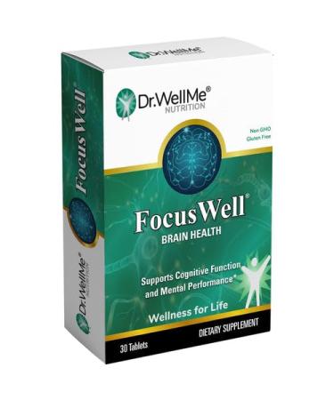 DR WELLME NUTRITION FocusWell Brain Health Supplement - Memory Mental Clarity & Energy - Vitamins Minerals & Phyto-Nutrients - Non-GMO Gluten-Free - 30 Tablet