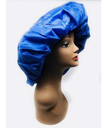 Dream Super Jumbo Night & Day Cap - Blue Satin Sleep Cap for Large and Extra Large Hair - Comfortable Elastic Band, Cotton Fabric - One Size Fits All - Buy Online on GoSupps.com