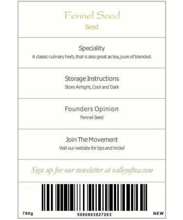 Organic Fennel Seed Delicacy - 700g | Culinairy Grade Foeniculum Vulgare Seeds - Buy Online on GoSupps.com