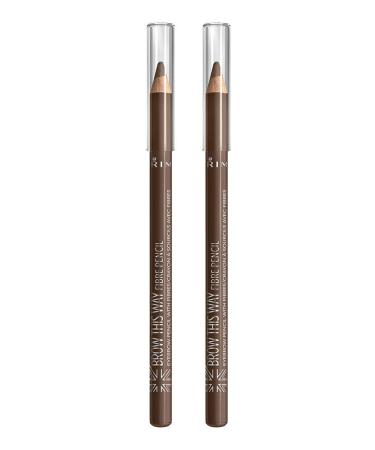 Rimmel Brow This Way Fibre Pencil Medium Brown Pack of 2 0.05 Ounce