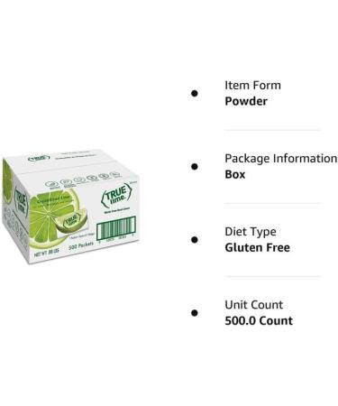 TRUE LIME Water Enhancer Bulk Pack - 0.03 Ounce 500 Count (Pack of 1)| Zero Calorie Unsweetened Water Flavoring | For Bottled Water & Recipes | Water Flavor Packets Made with Real Limes 500 Pack - Buy Online on GoSupps.com