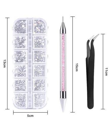 CHStarina 1500 Pieces Rhinestones Kit - 6 Sizes Crystal Flat Back Gems with Tweezers & Pencil for Nail Art Face & DIY Clothing - Buy Online on GoSupps.com