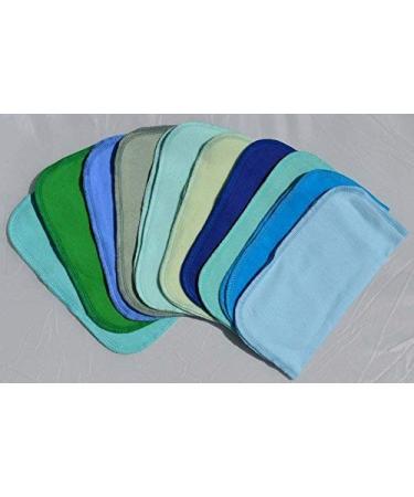 Set of 5 Blue and Green 2 Ply Solid Color Flannel 8x8 Inches Little Wipes - Buy Online on GoSupps.com