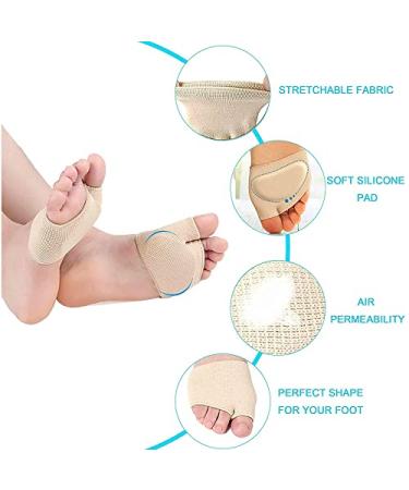 Metatarsal Pads for Women and Men Ball of Foot Cushions Foot Pads for Mortons Neuroma Pain Relief Soft Gel Inside-Help Metatarsalgia  Mortons Neuroma Calluses Blisters (Beige-2pcs)