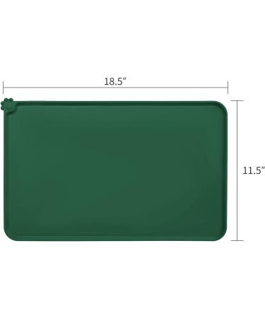 Audwud Silicone Waterproof Pet Feeding Mat - Anti-Slip Dog & Cat Bowl Mat 47x30 cm - Hunter Green - Buy Online on GoSupps.com