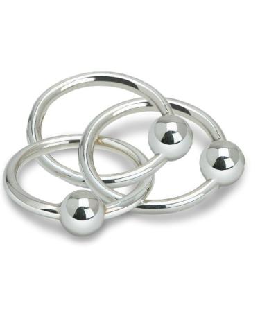 Krysaliis Sterling Silver Baby Teether and Rattle, Three Ring