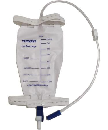 Leg bag Urindrainage bags 750ml/25oz 25 "drainage hose anti-reflux valve fabric tapes simple flip-drain (4pack) 750ml-4PCs
