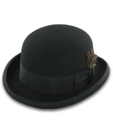 Belfry Bowler Derby 100% Pure Wool Theater Quality Hat in Black Brown Grey Navy Pearl Green Large Black