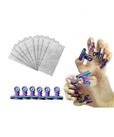 Nail Repair Tool Set 10Pcs Fiberglass Nail Extension 6Pcs C Curve Nail Pinching Clips Iridescent
