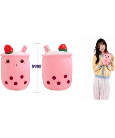 SPIRITUDE 2Pcs Boba Plush Strawberry & Pineapple Stuffed Bubble Tea Plushies - 9.4 Inch Huggable Cushion Gift for Girlfriend - Adult Milk Tea Cup Shaped Plush - Buy Online on GoSupps.com