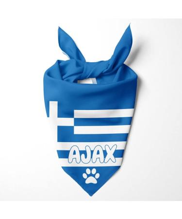 Dog hollow motif: football games sports Olympic games personalized triangular cloth for pets is attached to the collar (flag: Greece)