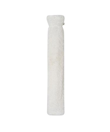 Premium hose heat bottle with a cozy teddy fur cover heat bottle bed bottle.77cm X13cm BS1970: 2012 certified - T V Rheinland tested (white)