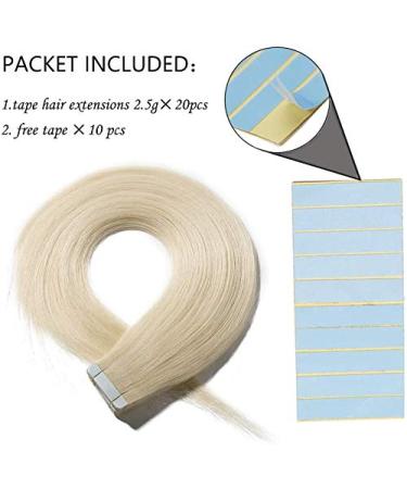 Buy SEGO TAPE Hair Extensions - 20 Tressen Remy Hair Platinum Blonde #60 12 (30cm) with 10 Free Tapes - 40g - Fast International Shipping - Buy Online on GoSupps.com