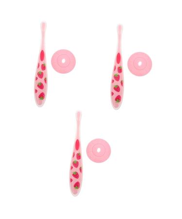 Tovinanna 3st toothbrush suits for children mouth cleaner for children toothbrush childrens toothbrush -accessoire toddler accessories portable detergent travel stk pink