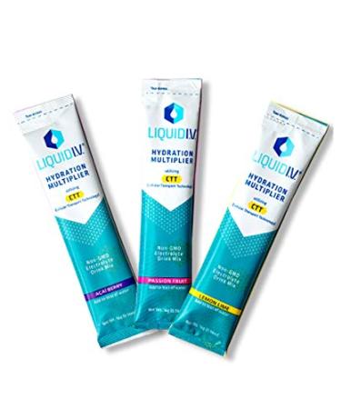 Liquid IV Hydration Multiplier Variety Pack Electrolyte Powder (6 Count: Lemon Lime Passion Fruit Acai Berry) Supplement for Enhancing Your Water or Drink - Liquid I V Electrolytes for Dehydration