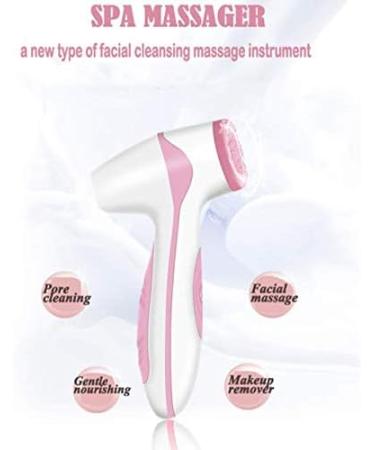 Magentak Electric Facial Cleansing Brush - Rechargeable Spa Massager with 2 Silicone Heads for Deep Cleansing, Exfoliating, and Massaging - Pink - Buy Online on GoSupps.com