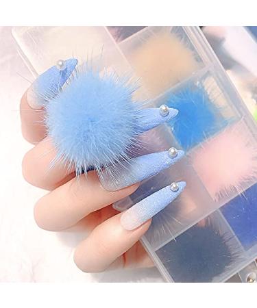 Yzzseven 24PCS Cute Magnetic Nail Poms Mink Fleece 3D Fluffy Ball Set with 12 Colors - Soft Plush DIY Nail Art Decorations - Buy Online on GoSupps.com