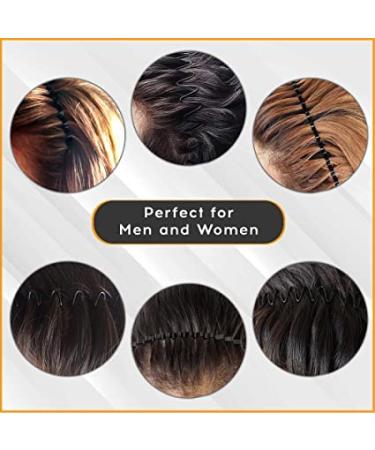 Men's Fashion Metal Hair Bands with Teeth - 6Pcs Black Elastic Headbands for Sports & Beauty - Buy Online on GoSupps.com