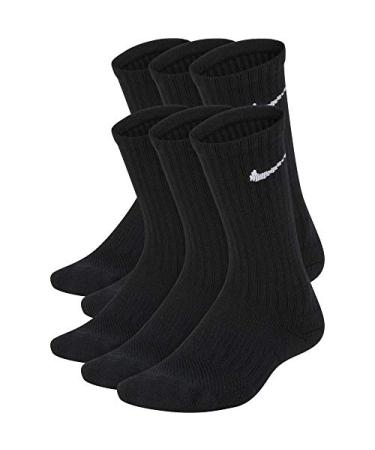 Nike Kids' Performance Cushioned Crew Training Socks (6 Pair) Medium Black/White