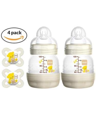 MAM Newborn Set: 2 Best Pacifiers & 2 Baby Bottles for Breastfed Babies - Feed & Soothe Set (White, 4-Count) - Buy Online on GoSupps.com