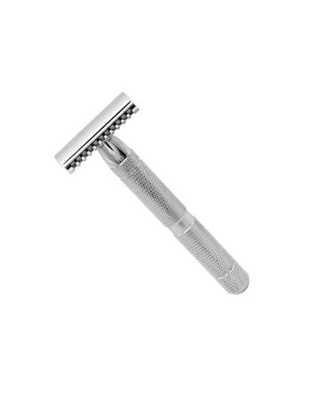Safe Razor Double-edge Safety Razor No Extra Pressure Razor No Razor Burns Razor Steel Razor Face Feeling Razor for Men Shaving Textured Design Razor Solid Wood Shaver Man 1 Count (Pack of 1) Silver