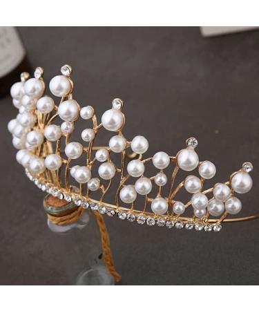 JORCEDI Pearl Rhinestone Tiaras & Crowns Headband - Princess Queen Headdress for Girls - Gold Crown for Wedding, Prom, Birthday - Buy Online on GoSupps.com