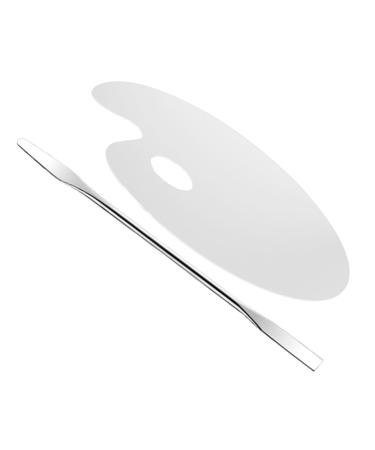 TEHAUX 1 Set Acrylic Palette Powder Foundation Acrylic Cosmetic Mixing Plate Clear Paint Palette Acrylic Mixing Palette Acrylic Foundation Mixing Palette Nail Polish Palette Spatula Oval