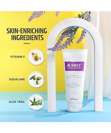 Bri.nto.n AcMist Vitamin E & Aloe Vera Moisturizing Cream Gel for Acne Prone Oily Skin | Oil Free & Lightweight | 50g - All Skin Types - Buy Online on GoSupps.com