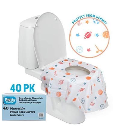 Waterproof Disposable Toilet Seat Covers for Kids & Adults (40 Pack) - Germ Protection for Public Toilets - XL Size Covers Whole Toilet - Blue/Sports Design - Individually-Wrapped, Plastic Lined (Pack of 1) - Buy Online on GoSupps.com