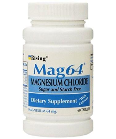 Rising Mag64 Magnesium Chloride with Calcium Tablets 60 Count (Pack of 5)