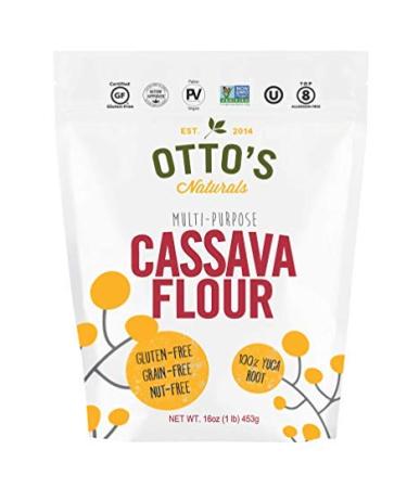 Otto's Naturals Cassava Flour, Gluten Free and Grain-Free Flour For Baking, Certified Paleo & Non-GMO Verified, Made From 100% Yuca Root, All-Purpose Wheat Flour Substitute, 16 oz Bag