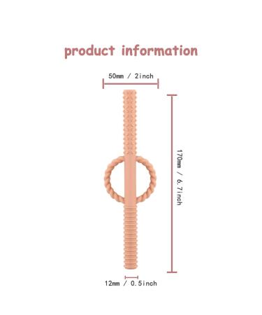 SOLIFEGOBLE Hollow Teething Tubes for Baby - Silicone Soothing Teether Toy with Handle - Chewy Teething Straws for Toddlers - Beige, Grey, Khaki - Buy Online on GoSupps.com