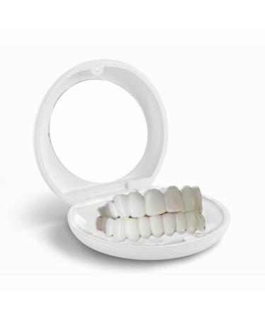 Silicone gel Snap on Perfect Smile upper lower teeth braces white products with storage box with mirror (white box with 1Set medium size)