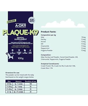 A-OK9 Plaque-K9 Dental Supplement for Dogs - Removes Plaque, Bad Breath & Tartar | Oral Hygiene Support with Natural Ingredients - Absolute Dogs - Buy Online on GoSupps.com
