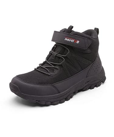 NORTIV 8 Boys Girls Hiking Boots Outdoor Running Shoes 1 Little Kid Black