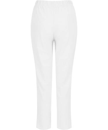 Womens Summer Linen Palazzo Pants High Waist Elastic Relax Fit Yoga Sweatpants - White XX-Large - Buy Online on GoSupps.com