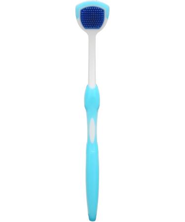Tongue Cleaner Brush - Silicone Oral Hygiene Tool for Adults | Long Handle - Blue - Buy Online on GoSupps.com