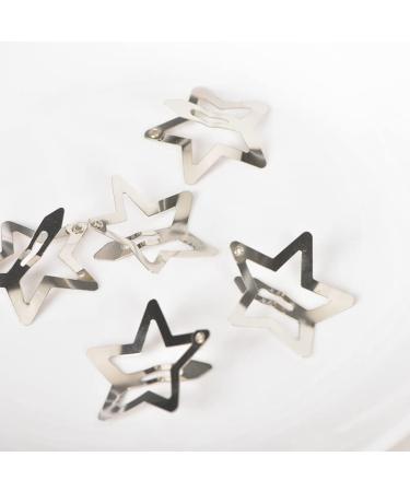 Silver Star Snap Hair Clips Set - 10 Pieces Y2K 2000s Girls Hair Barrettes & Headpieces - Buy Online on GoSupps.com