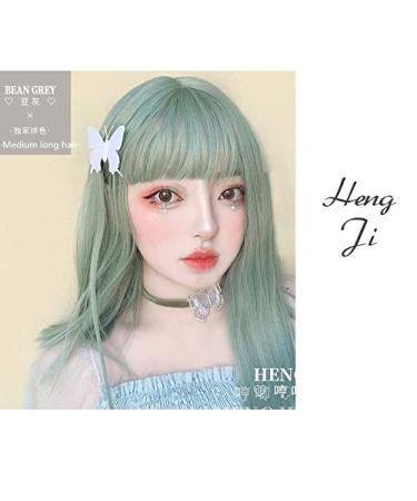 Uwowo Medium Long Straight Bean Grey Lolita Wig - Heat Resistant Synthetic Hair for Cosplay & Anime Parties - Buy Online on GoSupps.com