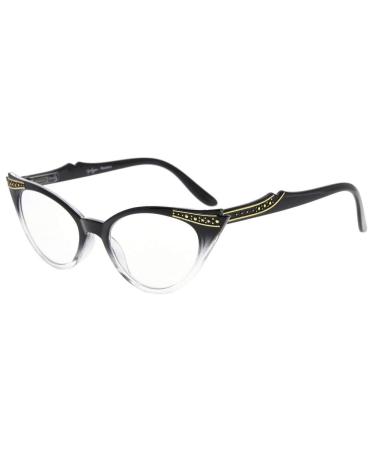 Eyekepper Cateyes Womens Reading Glasses (Black-Transparent, +3.50) +3.50 Black-transparent