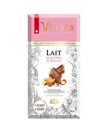 VILLARS - Milk, Hazelnut and Biscuit Tablet 180G - Pack of 4 - free delivery