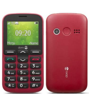 Doro 1380 Unlocked 2G Dual SIM Mobile Phone for Seniors with 2.4" Display Camera and Assistance Button (Black) UK and Irish Version (Red)