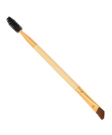 Verdant Touch Double Ended Eye Brush Double Ended Eyebrow Eyelash Brush Angled Brow Makeup Cosmetic Brush Wood Color